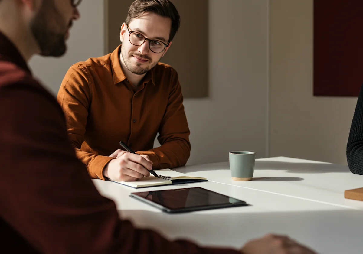 A partner taking notes during a strategy workshop