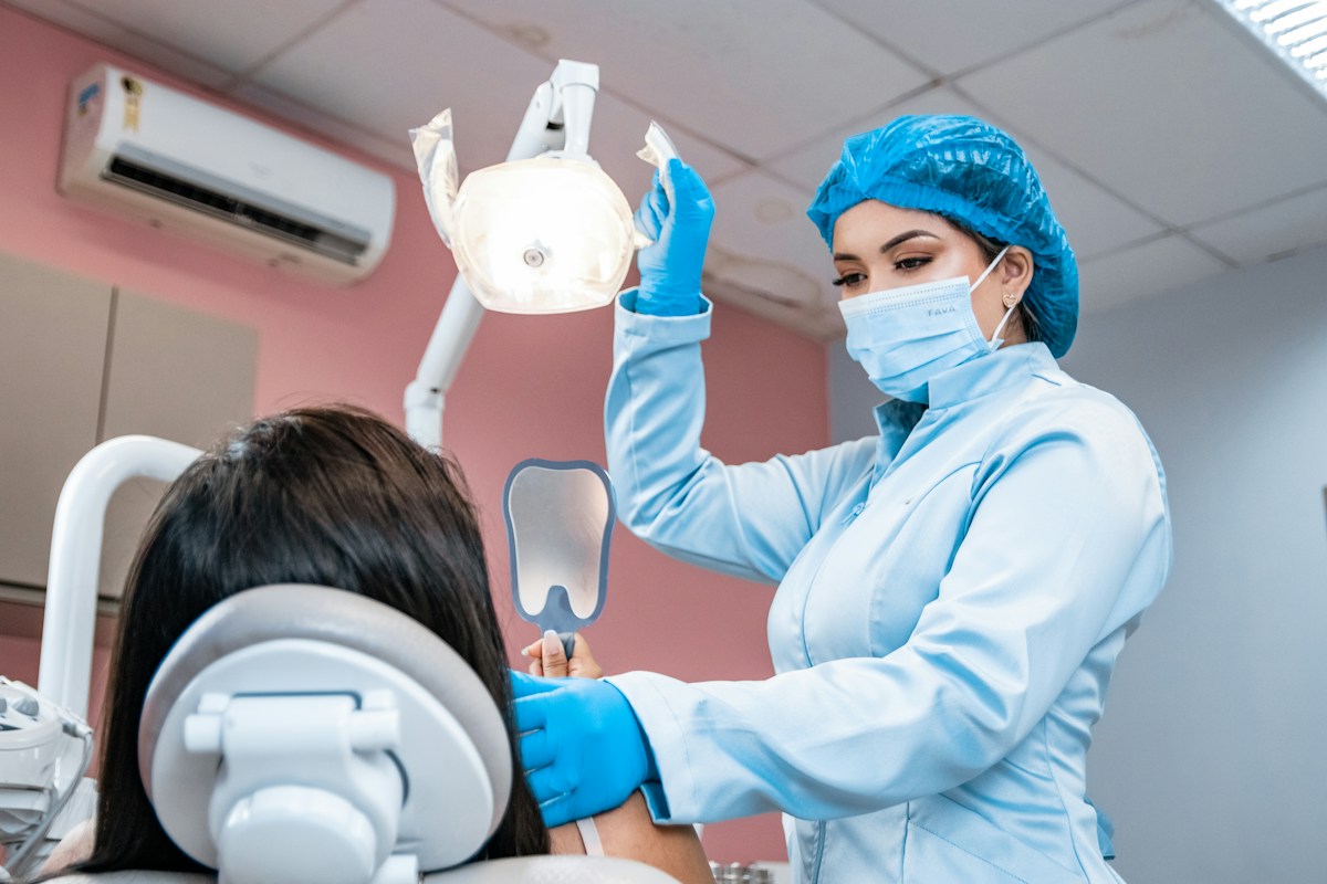 An adult having a dental check-up