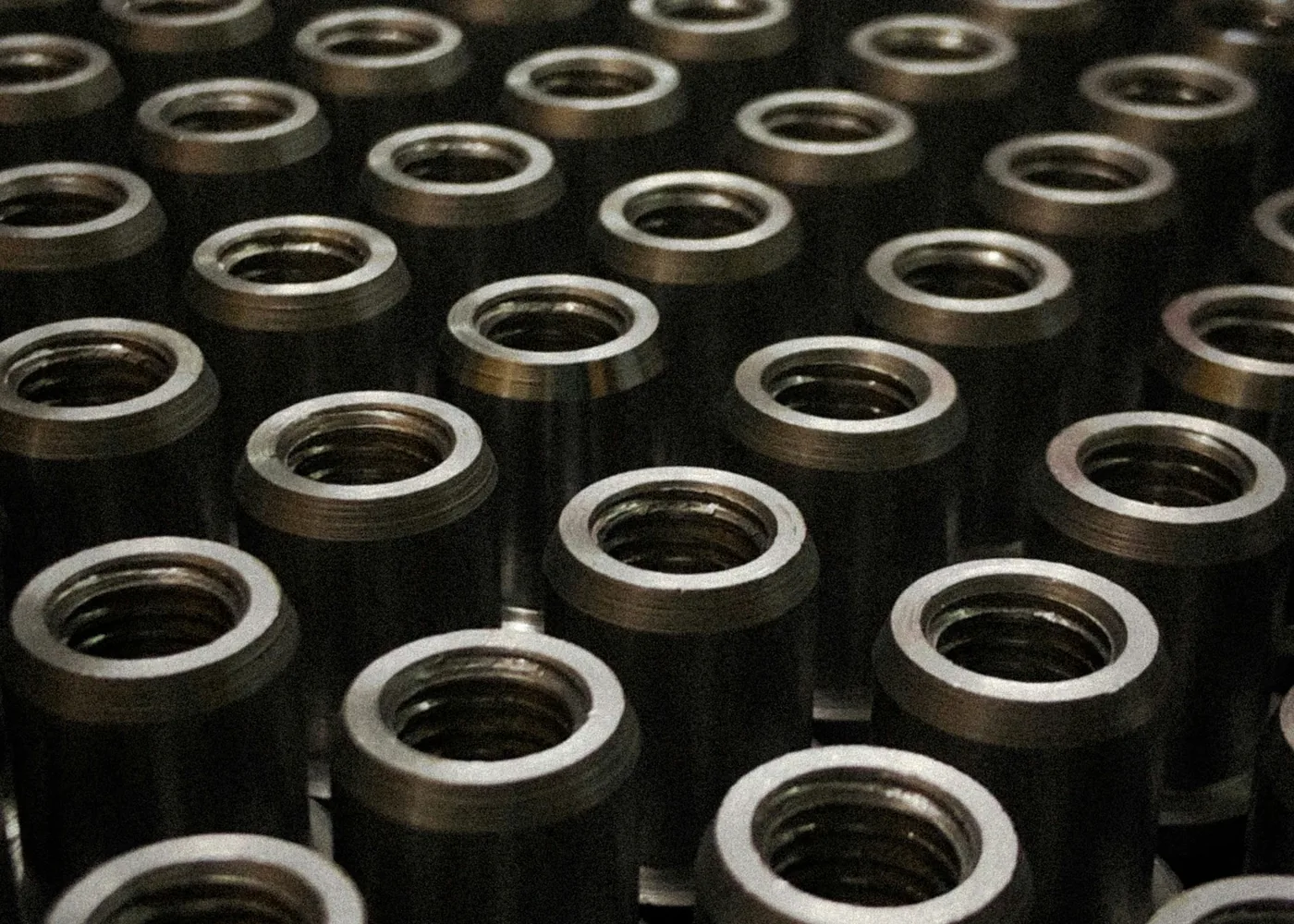 Rows of finished machined flanges ready for packing